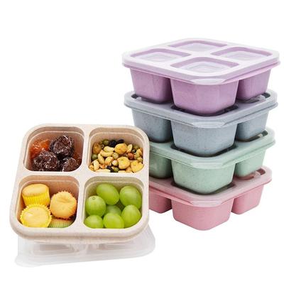 4Pcs/Set Multicolor Lunch Box Stackable Divided Snack Box Food Storage Containers  Travel