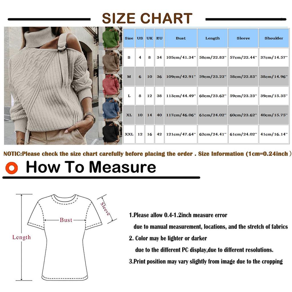 Women's  And Winter Casual Loose Solid Color Stitching Long-sleeved Stand Collar One Side Strapless Knit Sweater Top