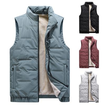 Men's Casual Solid Color Zipper Vest, Men's And Women's Stand-up Collar With Fleece Vest Jacket