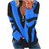 Women's Geometric Stripe Print Zip Long Sleeve T-Shirt Top