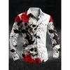 [Perfect for Weekend Wear] Exclusive Offer 3D Skull & Rose Men's Long Sleeve Shirt | Casual, Autumn Winter