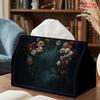 1pc Dark Night Floral Tissue Box Holder - Reusable Suitable for Napkin Dispenser with Tissue Paper Storage, Compact Desktop for Kitchen, Bathroom, Car