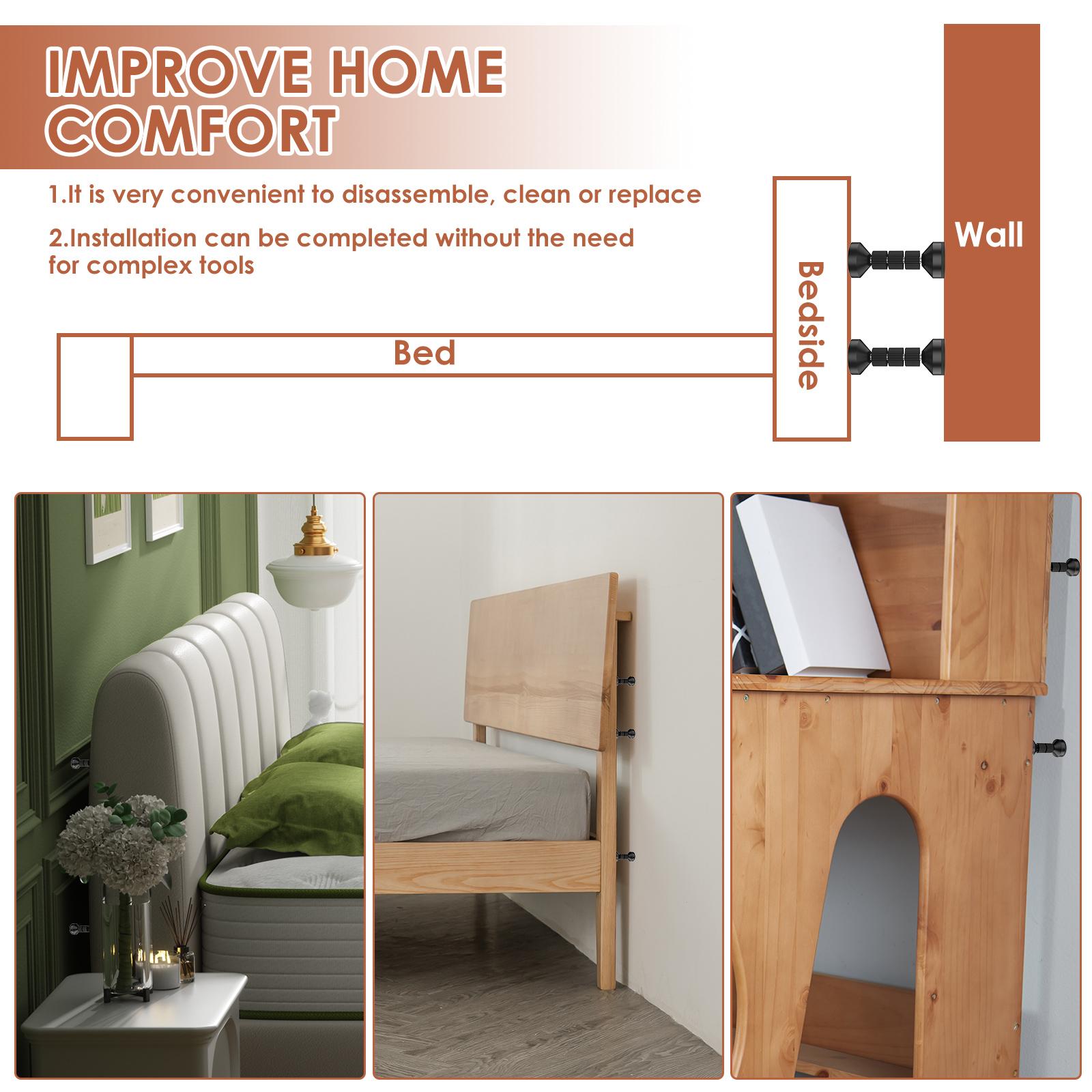 

8Pcs Headboard Stopper 4.2-11CM Adjustable Bed Frame Anti-Shake Tool Self-adhesive Telescopic Support Hardware Fasteners Set 8Pcs 4.2-11CM