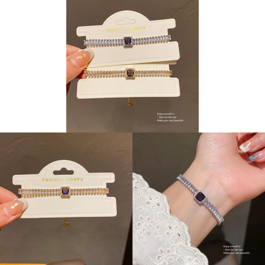 Geometric Zircon Square Pendant Adjustable Bracelet For Women Gift
