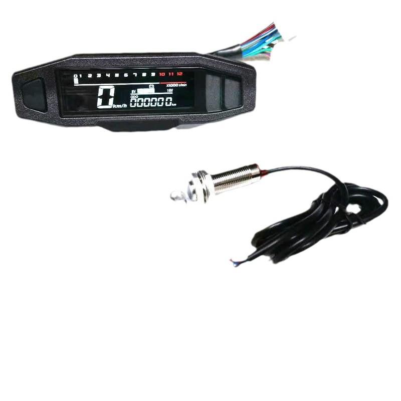 Motorrad modifizierter Mini-VA-High-Definition-LCD-Tachometer Geschwindigkeit Ölzähler Vergaser EFI einstellbar