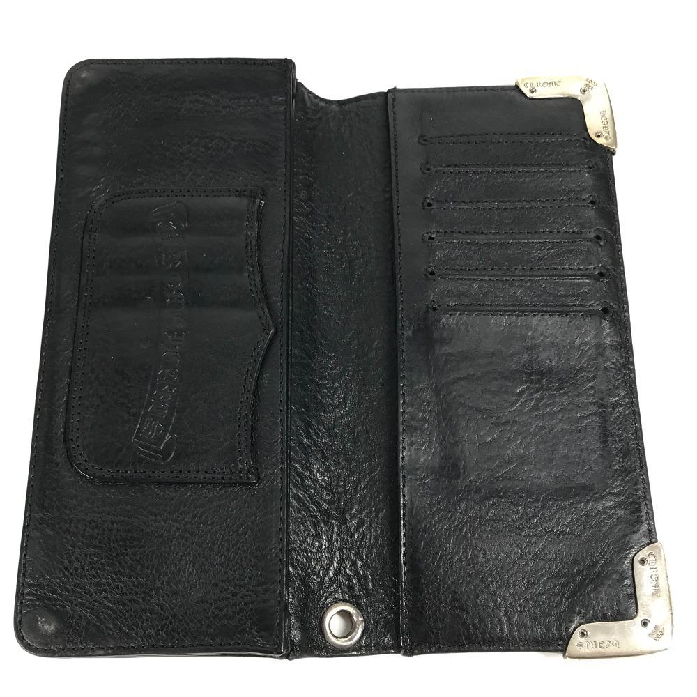 CHROME HEARTS Single Fold LNG SNGL FLD TIPS 2-fold Long Wallet Black/Silver