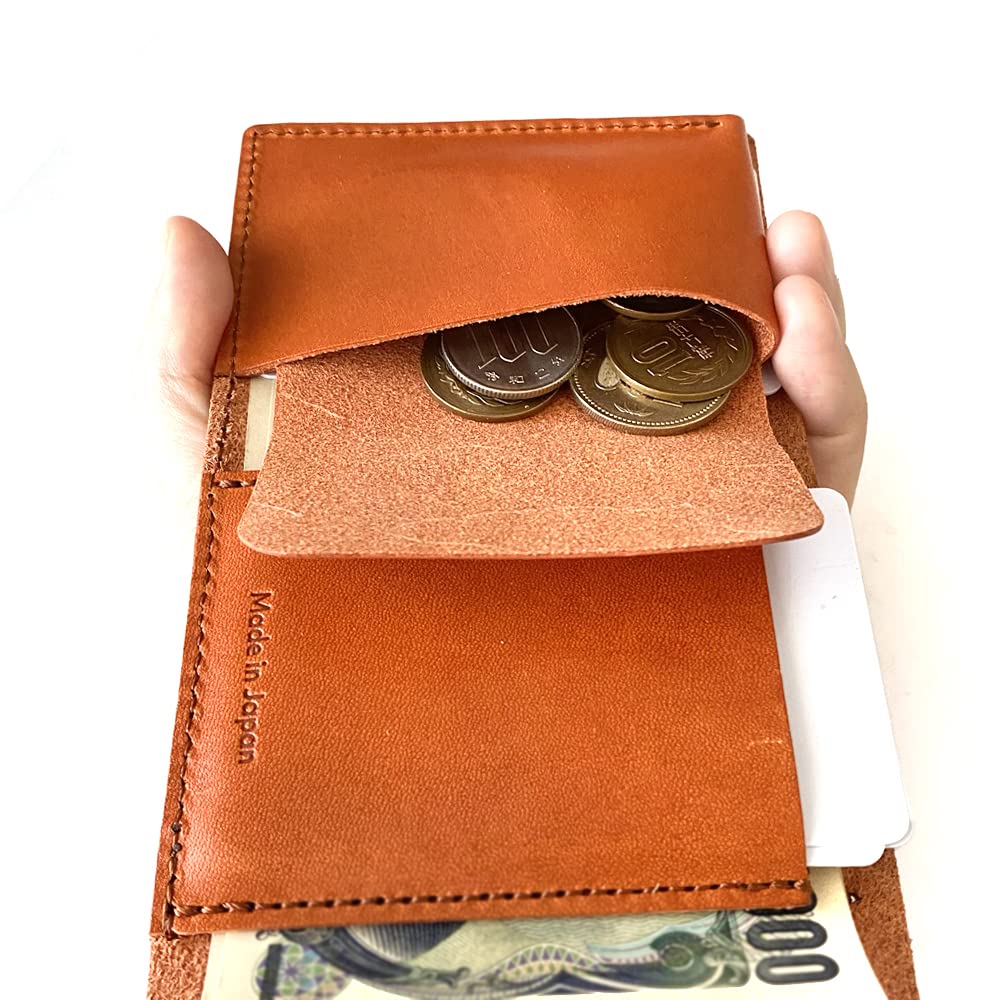 In Wallet Trifold Coin Purse Mini Wallet Small Thin Compact Small Card Holder Tochigi Leather Genuine Leather Leather M002NV [Made Japan] Men's
