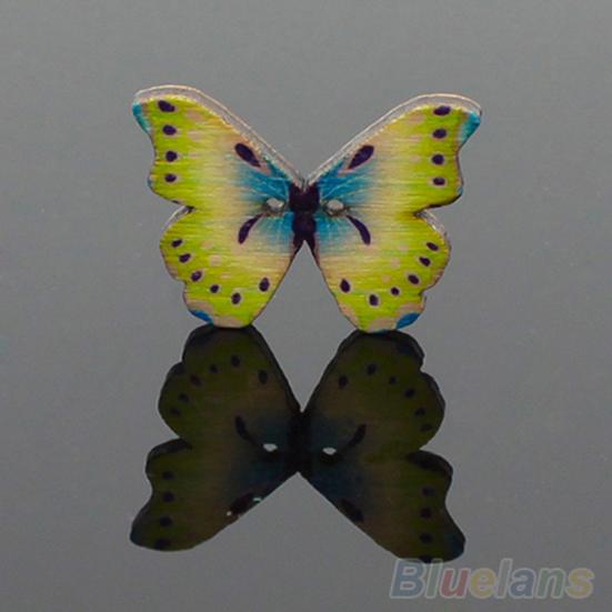 50pcs 2 Holes Mixed Color Butterfly Wooden Buttons Sewing Scrapbooking DIY