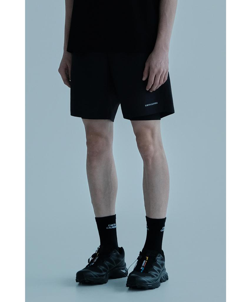 Eolseukamela [2-Pack] 2-In-1 Active 7-Inch Shorts_Half & Long Tights_Black