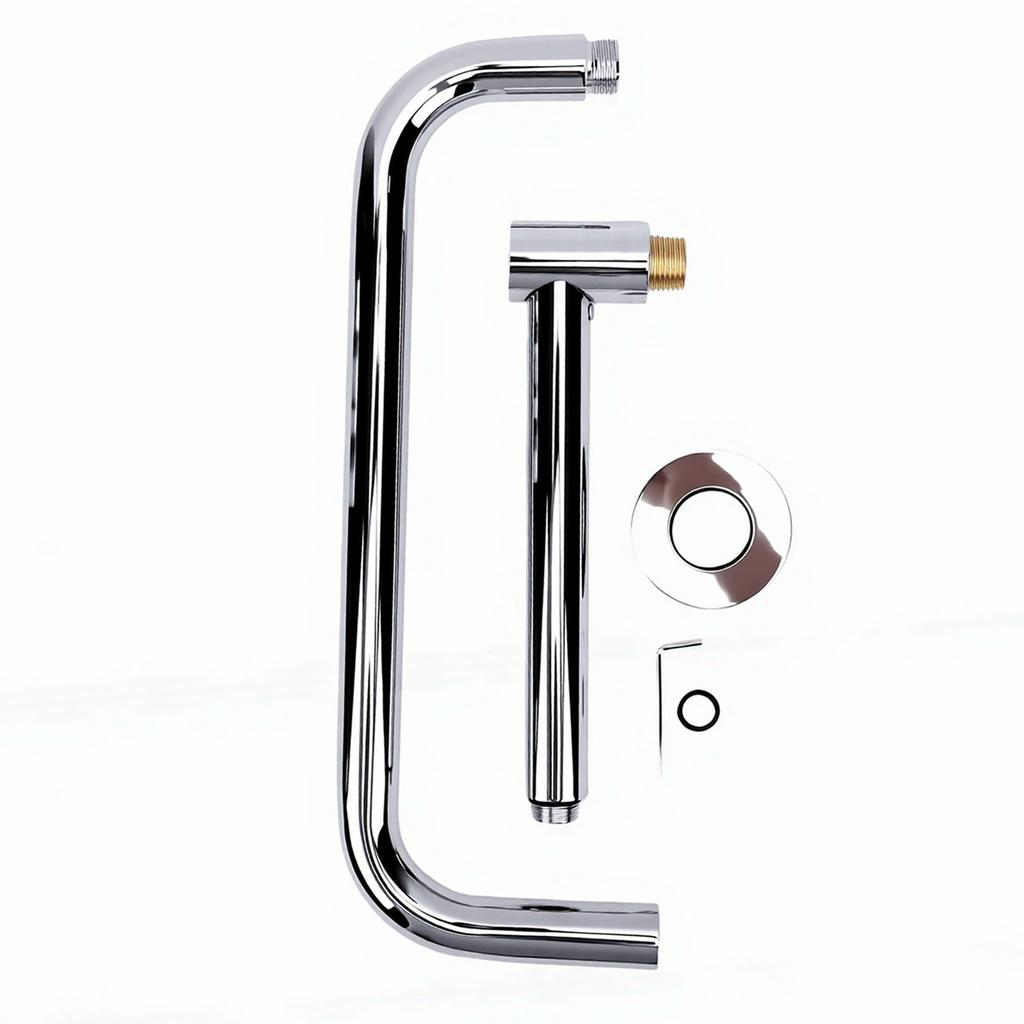 S Shaped Shower Arm 360 degrees Rotating Stainless Steel Shower Extender Arm with Flange for Bathroom Accessory