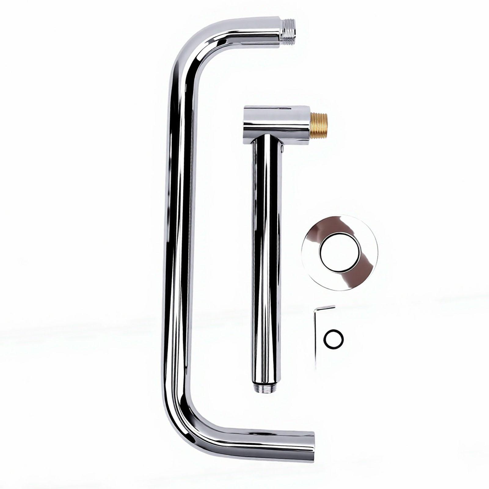 Fishine S Shaped Shower Arm 360 Degrees Rotating Stainless Steel Shower Extender Arm With Flange For Bathroom Accessory