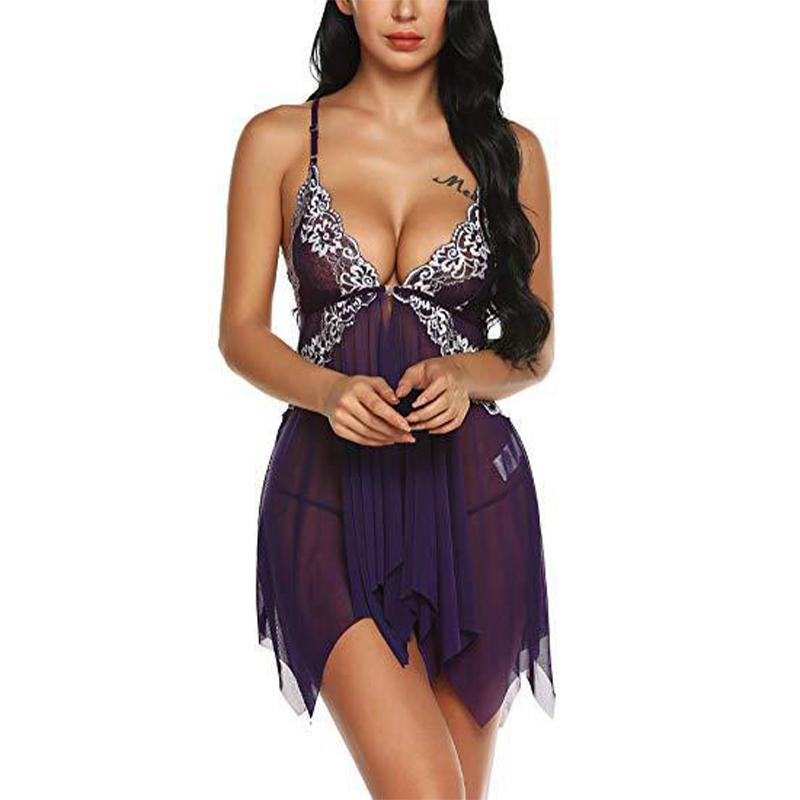 

Плюс - Размер Сексуальный Пижамный Комплект Сетчатая Кружевная: Очаровательное нижнее белье — вдохновленное платье-комбинация для чувственного ночного сна 4XL