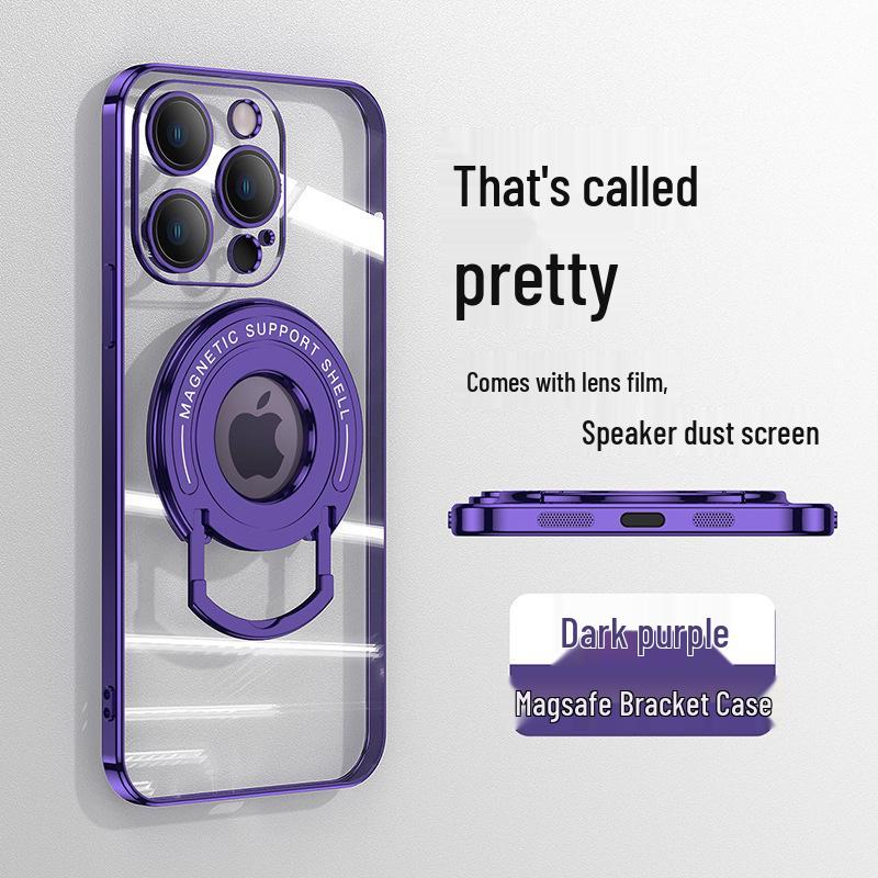 

Гальванизированный чехол с магнитной фиксацией для iPhone 16 с невидимой подставкой – Мягкая, прозрачная накладка для iPhone 14 Pro Max iPhone 14 Pro Max