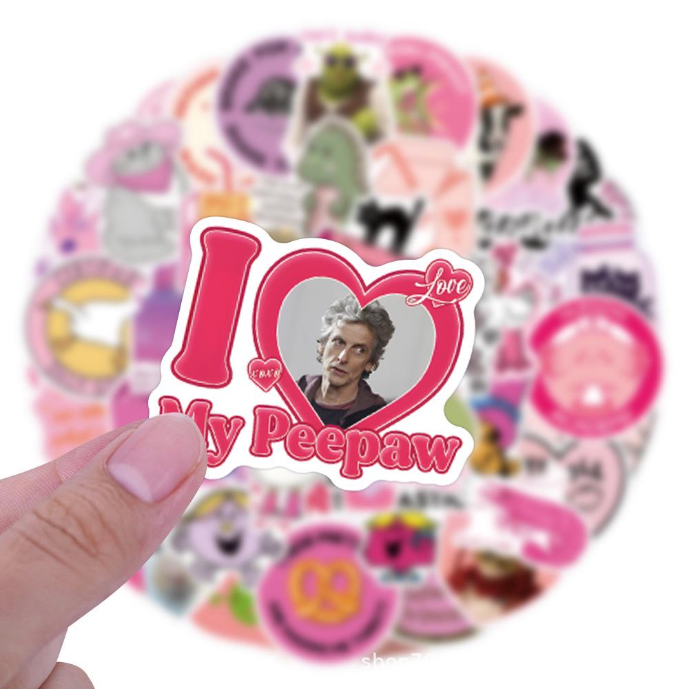 50 Pink Funny & Interesting Waterproof Stickers for Decor, Water Cups, and Notebooks