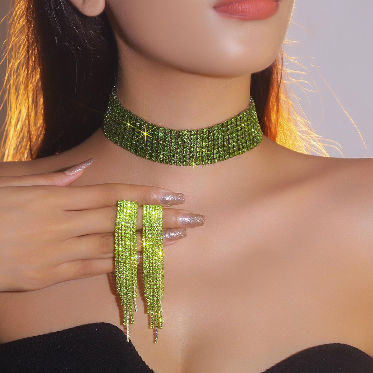 

Роскошный сверкающий кристалл ожерелье серьги комплект леопардовый свадебный комплект ювелирных изделий ожерелье ювелирные изделия