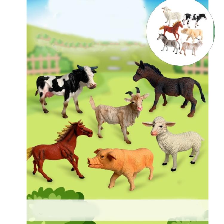 6PCS Detailed Farm Animal Figures Children Safe PVC Educational Toy for Boys Girls Cake Toppers Scene Decoration