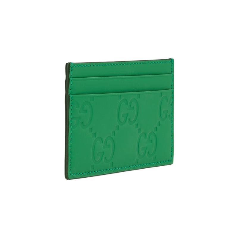 Gucci Allover Double G Logo Leather Card Holder Men's Green