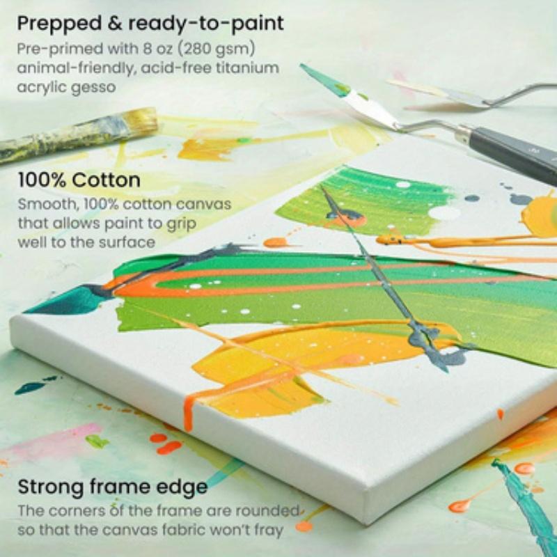 4pcs/set Canvas Boards for Painting 100% Cotton Acid Free Blank Canvas Panels for Oil Paint