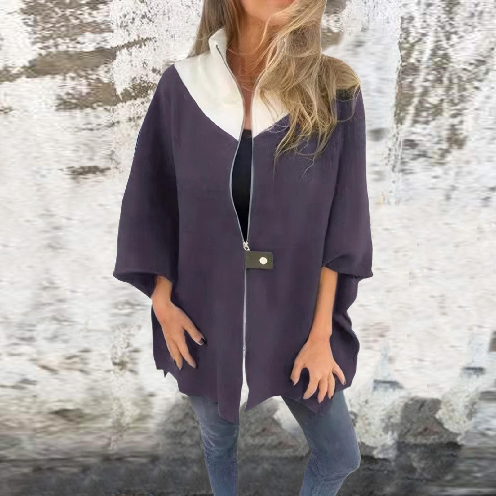 Женская осенне-зимняя повседневная свободная куртка на молнии с воротником-стойкой — фото 8