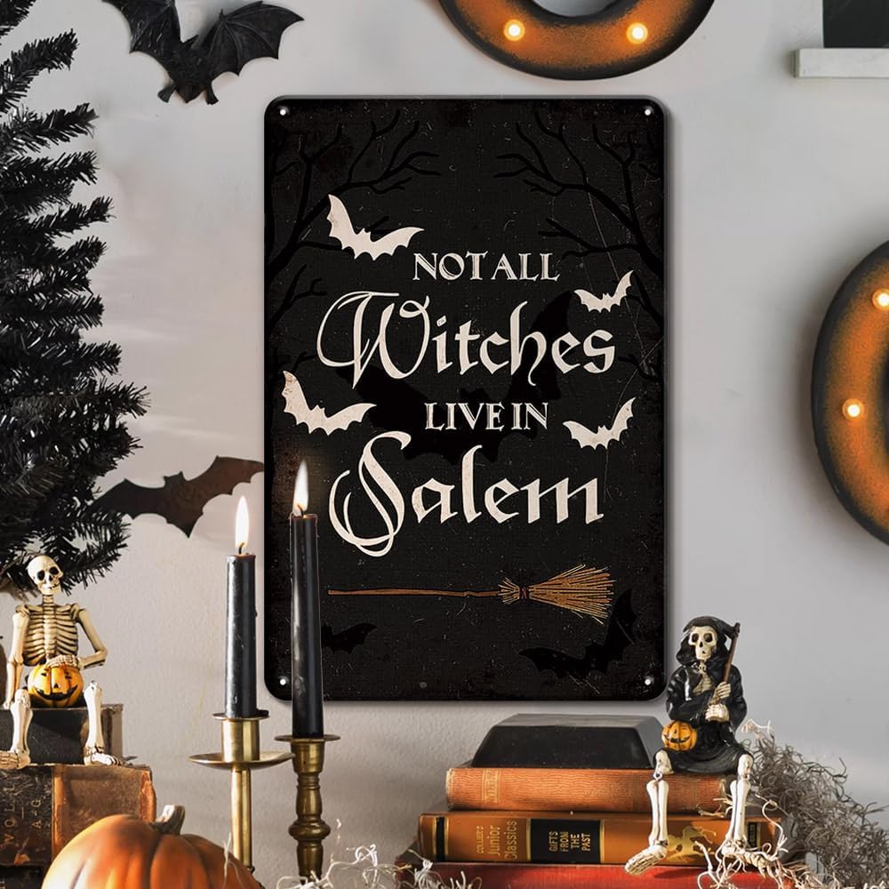 

Halloween Decor Witch Kitchen Decor Metal Sign Halloween Decorations Not All Witches Live In Halloween Decor Retro Tin Si aluminum 20x30cm
