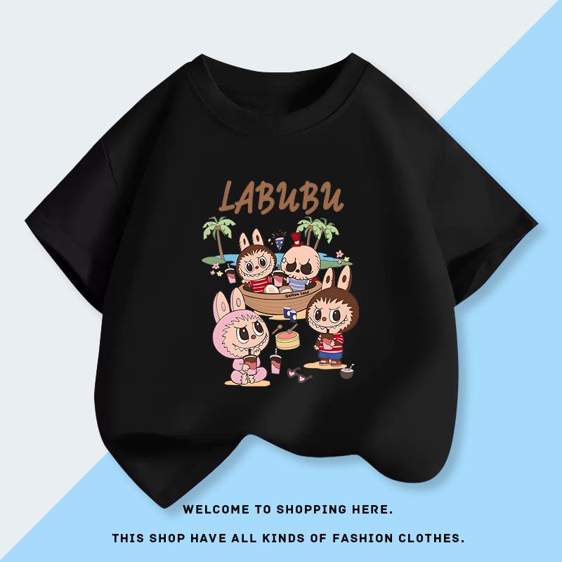 Monster Short-sleeved T-shirts for Boys and Girls, Pure Cotton, New and Cute Summer Outfits for Children of All Ages