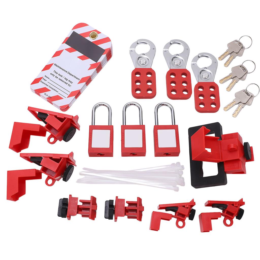 Electrical Lockout Tagout Kit Loto Tag Hasp Padlock Breaker Lock Out Device Storage Bag for Industrial Use