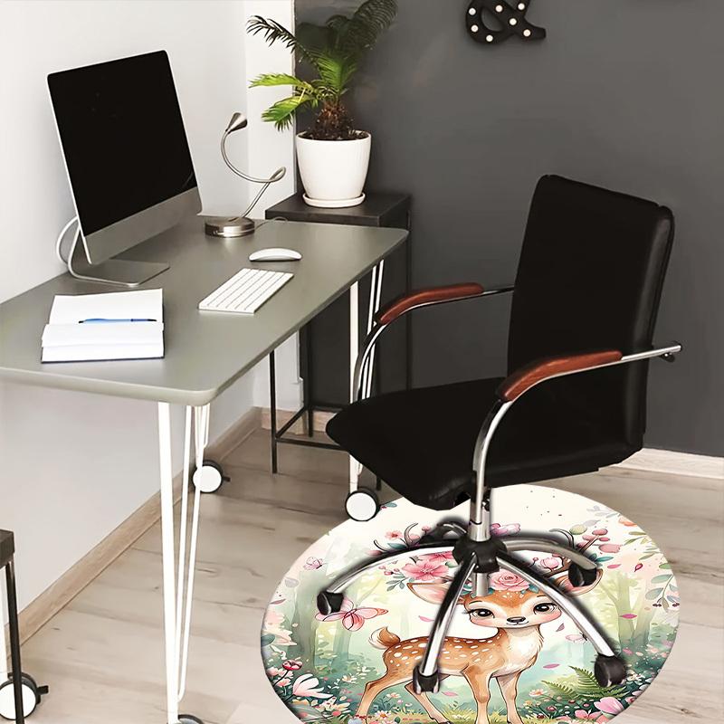 

1PC Deer Flowers Non-Slip Floor Round carpet, Office, family, bedroom, Large Area Rug Indoor Rugs, Durable PolyesterH0355 80cm by 80cm