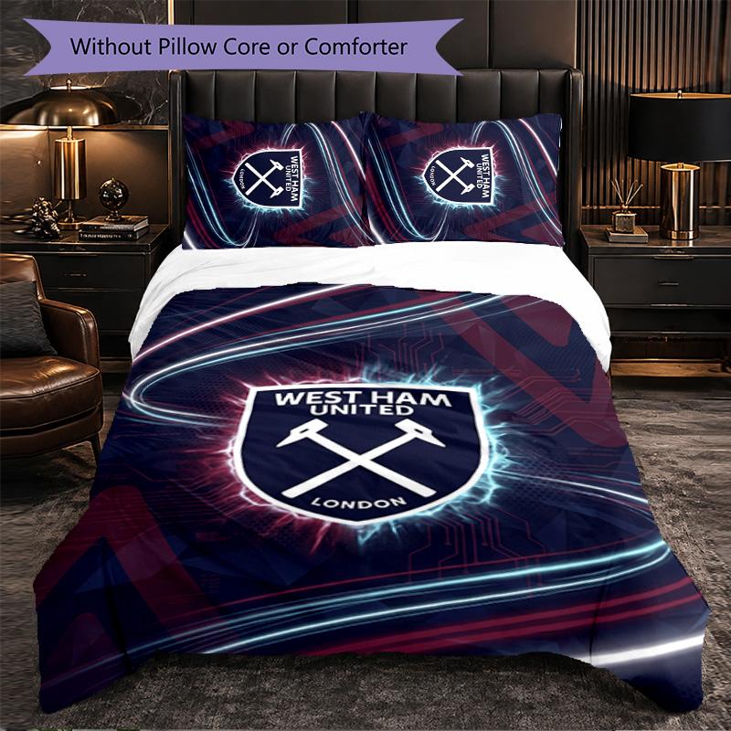 West Ham United Calcio Set Biancheria da Letto 3 Pezzi Morbido Set Copripiumino con Federe Set Decorazione Camera da Letto per la Casa