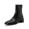 Weiwei Girl 6688-1 Stumme Sohle Elastische Skinny Stiefel Damen Herbst Dicke Ferse Kurze Stiefel Pendler Vintage Schwarze Stiefel