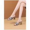 Fashion Flower Hollowed-out Flip-flops for Women, High Heels, One-shoulder, Thick-heeled Semi-flip-flops, Summer New Fish-mouth Sandals