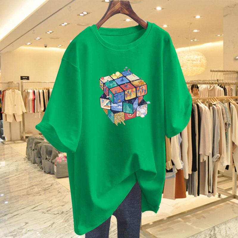 Dameskleding Mode Casual T-shirt met Korte Mouwen Zomer Print Ronde Hals Top Dames Nieuwe Stijl Zacht Comfort Katoenen Pullover