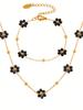 1 Set Vintage British Style Stainless Steel Zircon Set with Natural Stone Beads and Flower Decoration, Women's Zircon Gift