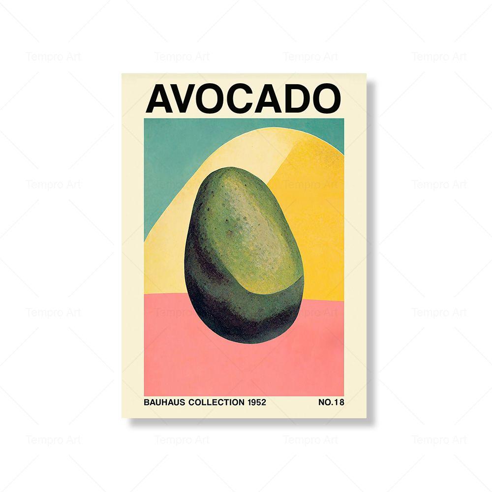 Retro Vegetable Fruit Kitchen Poster Onion Garlic Peach Bauhaus Inspired Botanical Print Canvas Painting Dinning Room Wall Decor