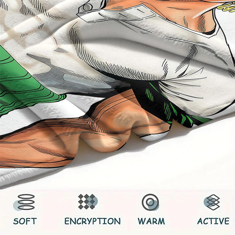 1PC Roronoa Zoro Patterned Flannel Blanket Suitable For All Seasons For Home Decor Warmth And Comfort Gifts Holiday Present
