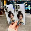 Cute Cartoon Girl Electroplated Silver Phone Case For Samsung Galaxy S26 S25 S24 S23 S22 S21 S20 Ultra Plus FE S26+ Glass Cover