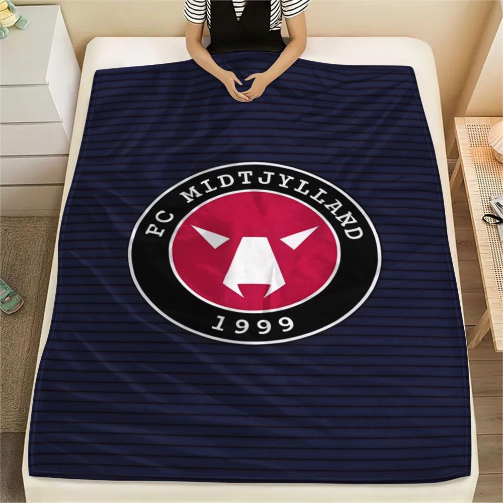 FC Midtjylland Logo FlAannel Blanket, High Quality Comfortable for All Seasons, Home Decor, Warmth and Comfort