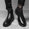 Men's Genuine Leather High-Top Boots with Side Zip and Plus Velvet Lining: Autumn/Winter Fashion Slip-On Shoes