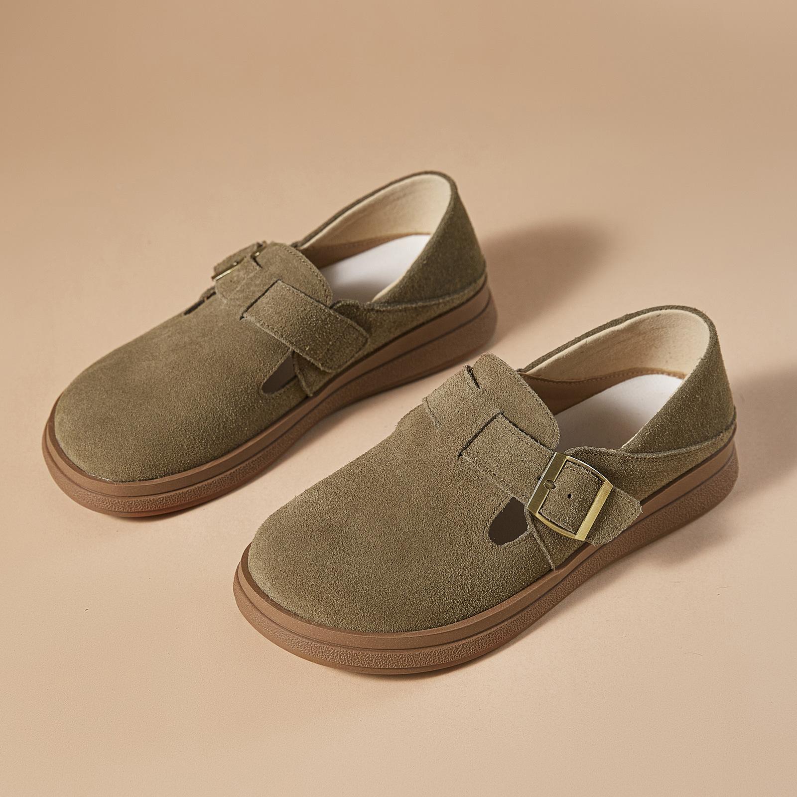

Retro platform all-inclusive shoes spring new casual versatile shoes women wear spring and summer single shoes women 35 хакі
