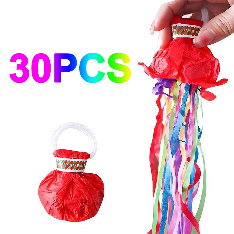 

30-1 шт. Барвисті хлопавки з конфеті для кидання руками, хлопавки зі стрічками для кидання, паперові хлопавки, магічна паперова стрічка для весілля, дня народження 30PCS