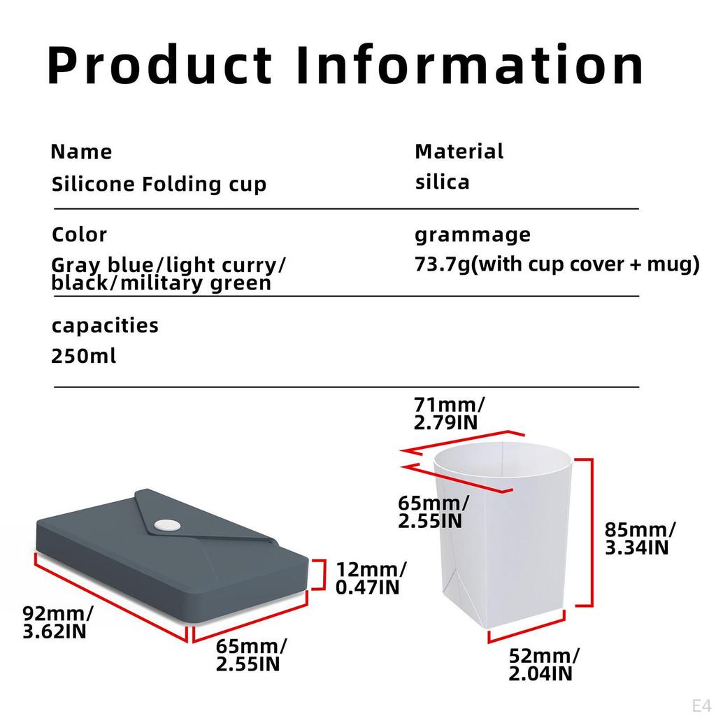 250ml Folding Cup with Carrying Case for Travel And Outdoor Activities