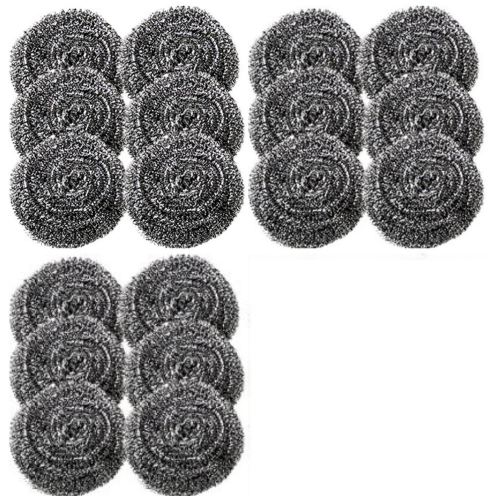 6/18pcs Stainless Steel Scrubber Scouring Pads Cleaning Ball Steel Wool Scrubber for Kitchen Pot Pan Dish Bathroom Cleaning