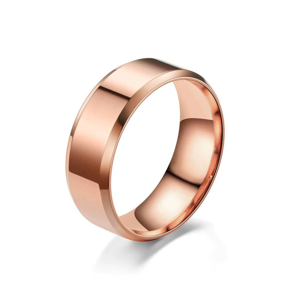 4mm/6mm/8mm Double Beveled Polished Stainless Steel/Titanium Ring - European & American Style