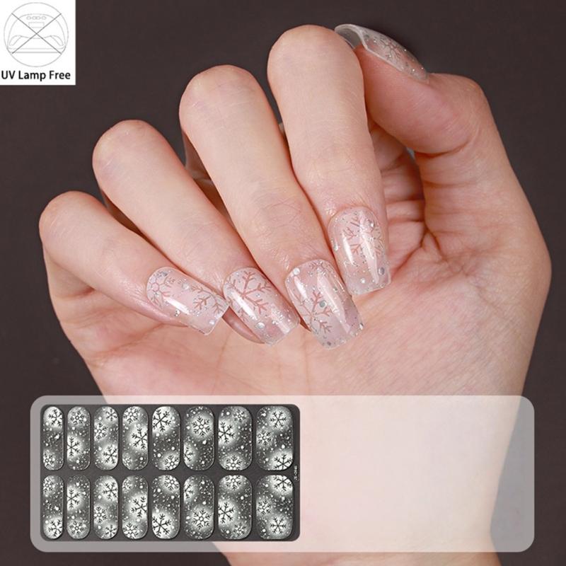 Strong Adhesive Nail Strips Polish Film Decals Stick On Art Decals Without LED Lamps Curing Stylish and Long Lasting