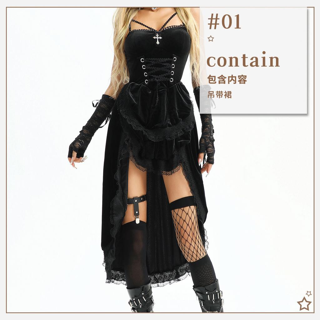 Dark Gothic Halloween Costume Sexy Pure Babes Punk Vintage Skinny Sweet Spicy Dress