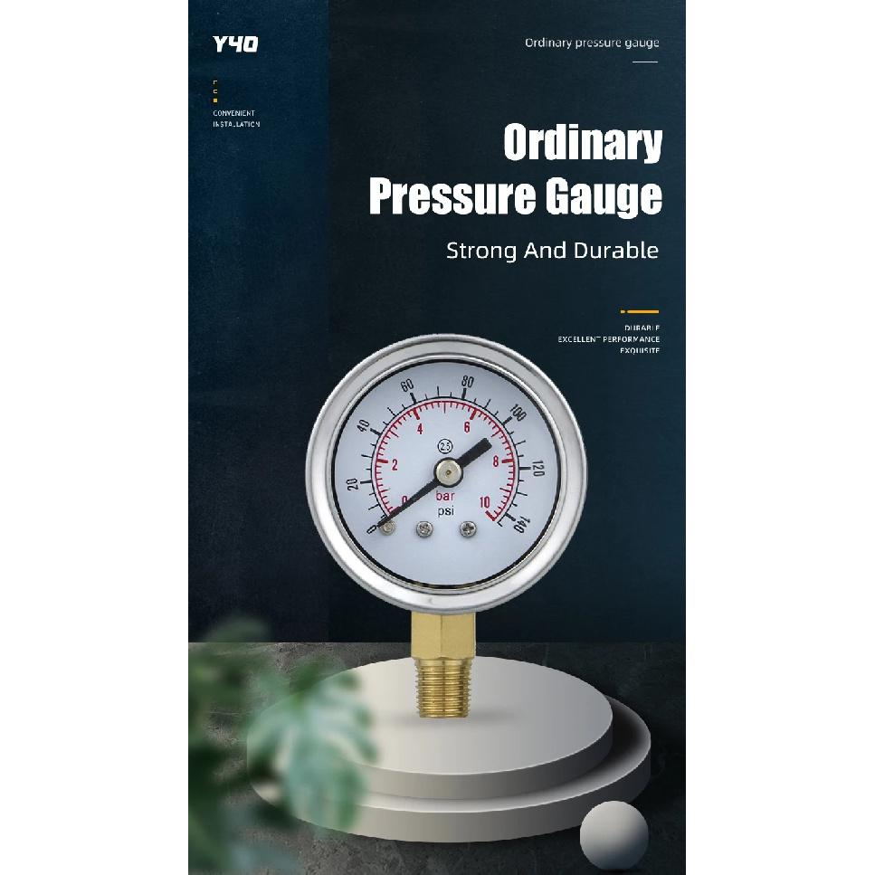 Mairuikesi Glycerin Filled Pressure Gauges manomete 40mm 1/8 Thread Connection Stainless Steel Case hydraulic oil filling meter