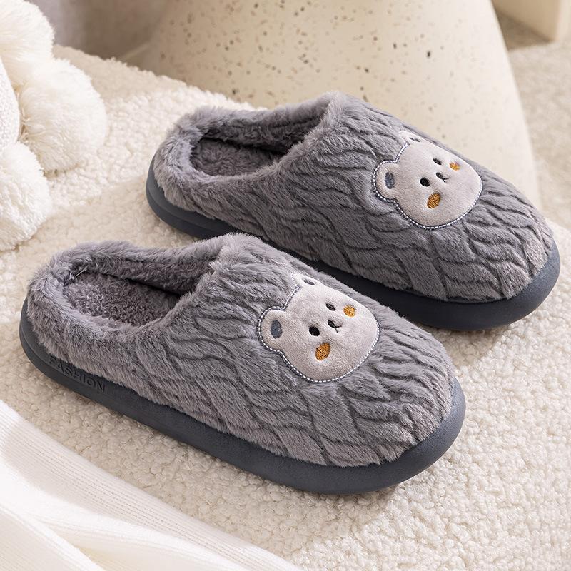 Qidashun couple cotton slippers winter, new indoor and outdoor plush cotton shoes thickened warm wool cotton mop
