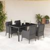 Vidaxl 5-Cz. Garden Furniture Set With Cushions, Black, Poly Rattan