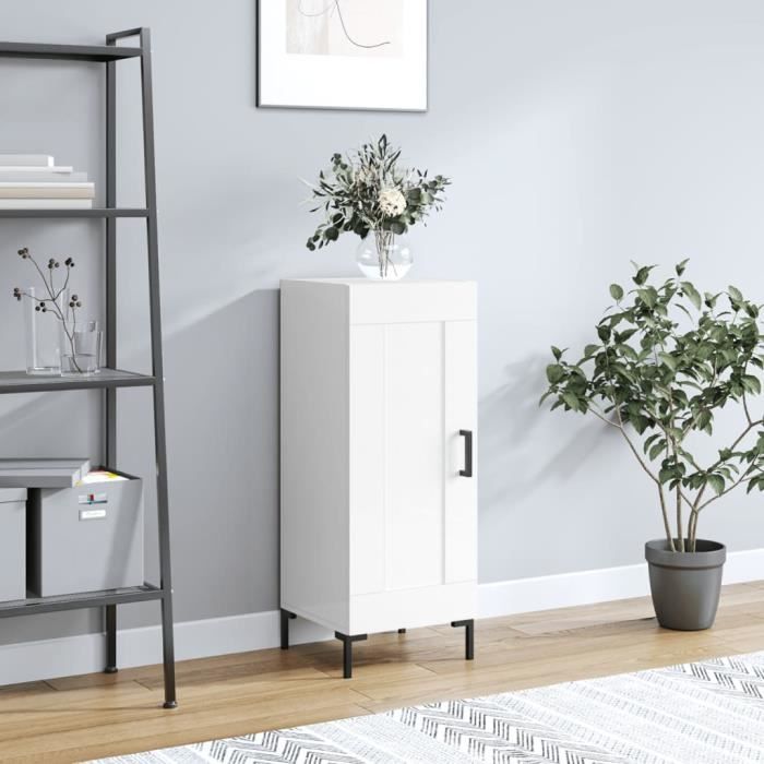 VidaXL Buffet Blanc brillant 34,5x34x90 cm Bois d'ingénierie 830446