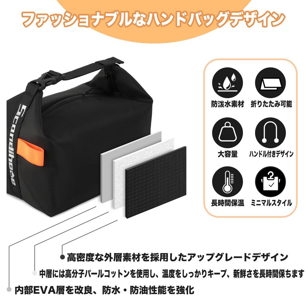Stylish Insulated Lunch Large Perfect for and Bag, Water-repellent, Capacity, Kids, Businessmen, Students.