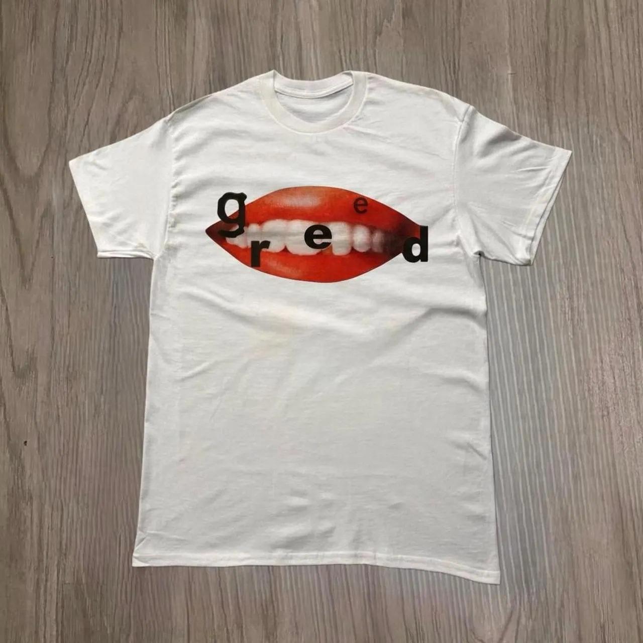 Greed Graphic T Shirt Lips Mouth Graphic Tee Streetwear StateUnisext Shirt Minimalist Art Tee Unisex Fashion Top S